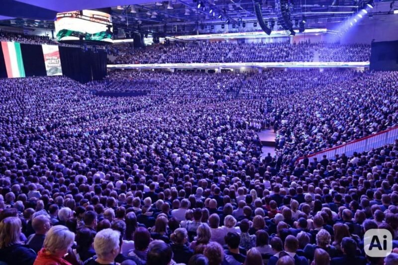 lyen képet posztolnak a fideszesek a csoportjaikban a dereceni Főnix Arénában megrendezett gyűlésről, de van egy kis gond a képpel