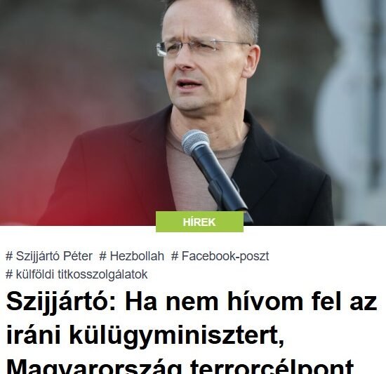 Szijjártó: Ha nem hívom fel az iráni külügyminisztert, Magyarország terrorcélpont lehetett volna