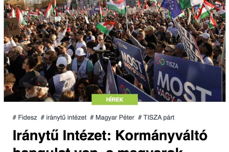 Iránytű Intézet: Kormányváltó hangulat van, a magyarok többsége már Tisza-győzelemre számít