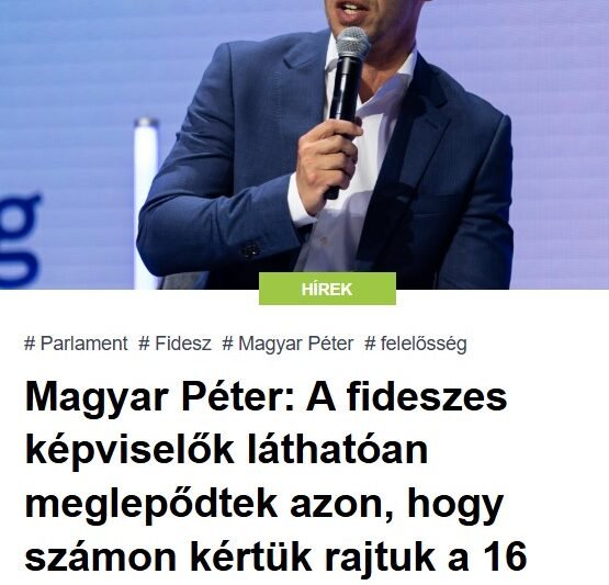 Magyar Péter: A fideszes képviselők láthatóan meglepődtek azon, hogy számon kértük rajtuk a 16 éves gyűlöletkeltést, megosztást és lopást