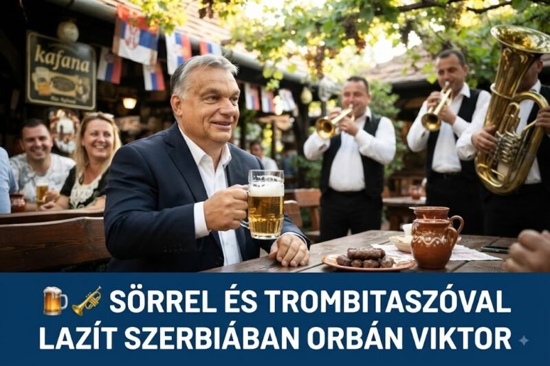 🍺🎺 Sörrel és trombitaszóval lazít Szerbiában Orbán Viktor – különleges pillanatokat kaptak lencsevégre