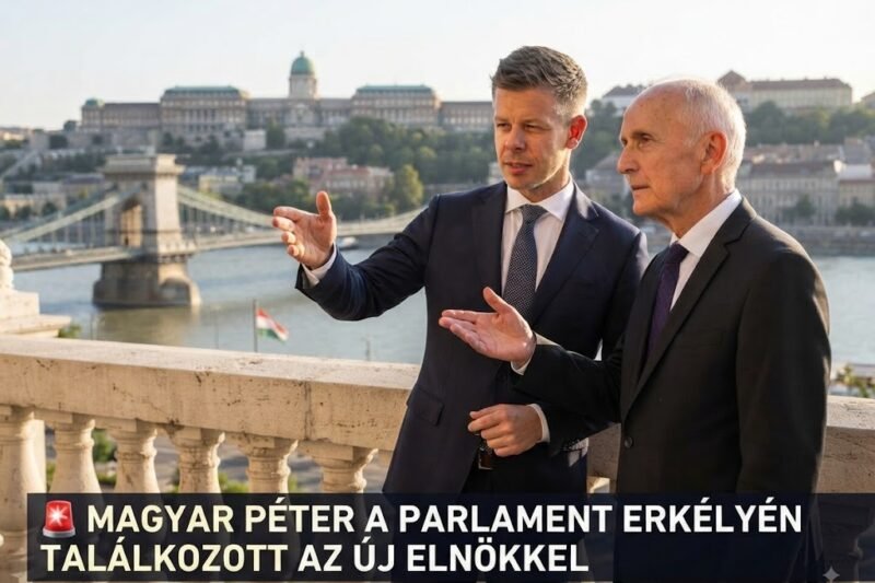 🚨 Magyar Péter a Parlament erkélyén találkozott az új elnökkel